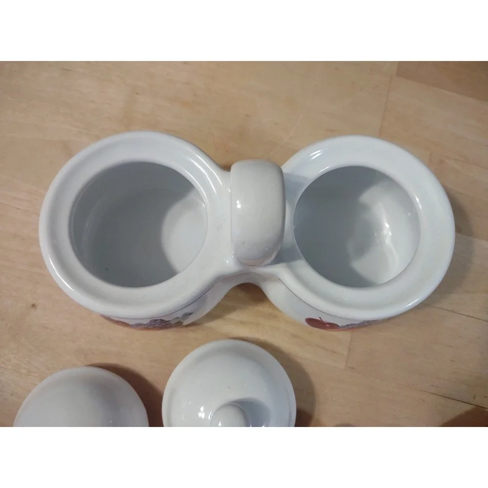 Houston Harvest Gift-Vintage Ceramic Jam/Jelly Server w/Handle, Lids and Spoons